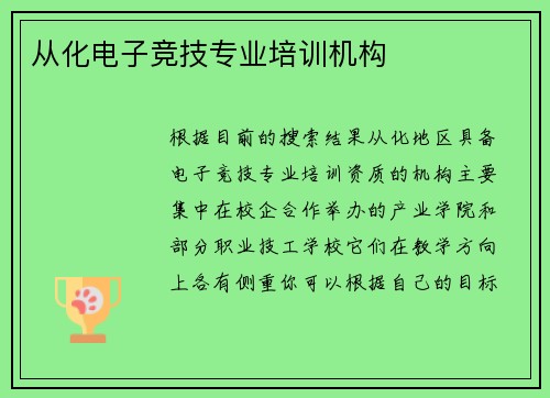 从化电子竞技专业培训机构